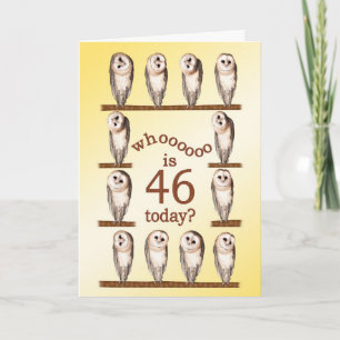 46th birthday, Curious owls card. Card