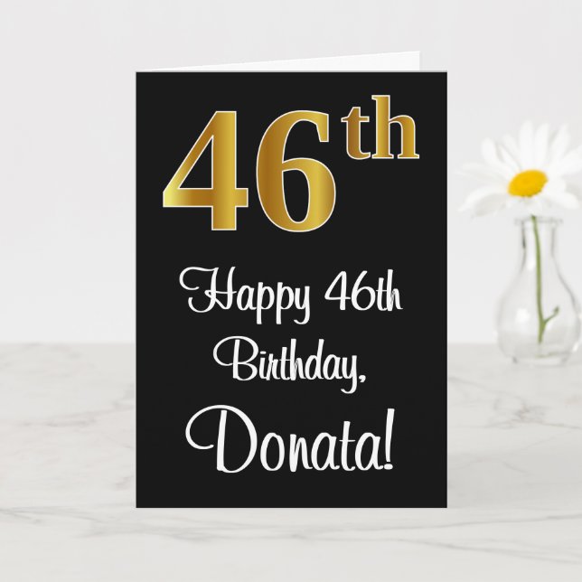 46th Birthday ~ Elegant Luxurious Faux Gold Look # Card (Small Plant)