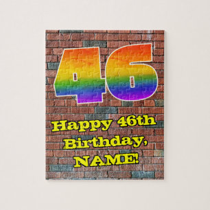 46th Birthday: Fun Graffiti-Inspired Rainbow 46 Jigsaw Puzzle
