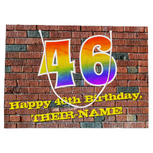 46th Birthday: Fun, Graffiti-Inspired Rainbow # 46 Large Gift Bag