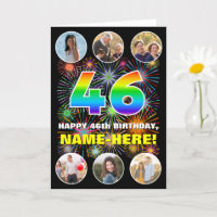 46th Birthday: Fun Rainbow #, Custom Name & Photos