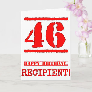 46th Birthday: Fun, Red Rubber Stamp Inspired Look Card