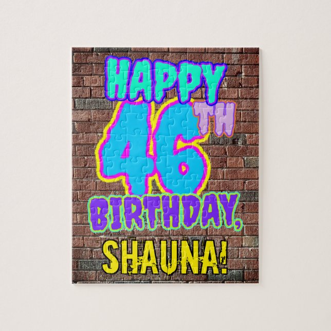 46th Birthday ~ Fun, Urban Graffiti Inspired Look Jigsaw Puzzle (Vertical)