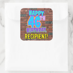 46th Birthday – Fun, Urban Graffiti Inspired Look Square Sticker