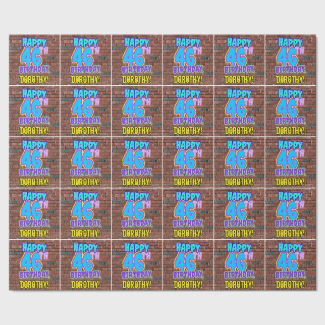 46th Birthday: Fun, Urban Graffiti Inspired Look Wrapping Paper (Seam)
