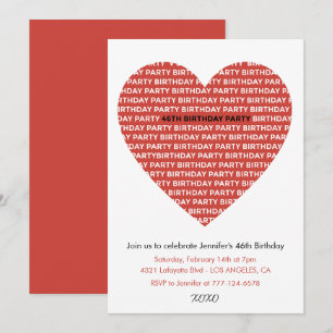 46th birthday invitation Girl xoxo sweetheart