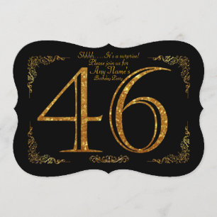 46th,Birthday party 46th,great Gatsby,black & gold Invitation