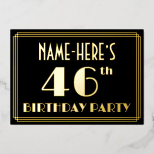 46th Birthday Party: Art Deco Look “46”, w/ Name
