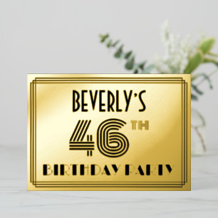46th Birthday Party — Art Deco Style “46” & Name