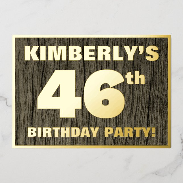 46th Birthday Party: Bold, Faux Wood Grain Pattern (Front)