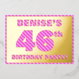 46th Birthday Party — Bold, Fun, Pink Stripes # 46