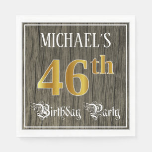 46th Birthday Party — Faux Gold & Faux Wood Look Napkin