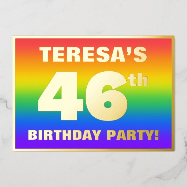 46th Birthday Party: Fun, Colourful Rainbow Patter (Front)