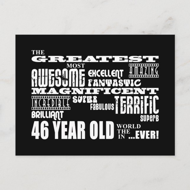 46th Birthday Party Greatest Forty Six Year Old Invitation Postcard (Front)