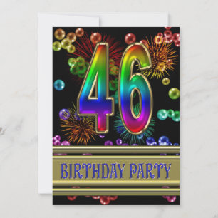 46th Birthday party Invitation with bubbles