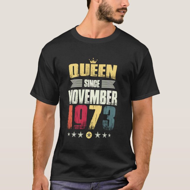 46th Birthday Party Women Queen Since November 197 T-Shirt (Front)