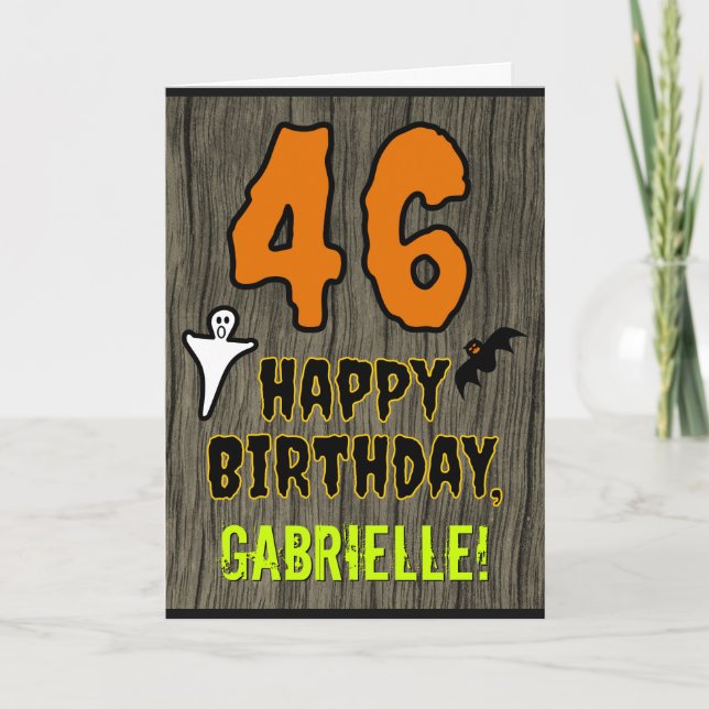 46th Birthday: Spooky Halloween Theme, Custom Name Card (Front)