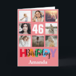46th Happy Birthday Photo Collage Modern Pink Card<br><div class="desc">46th Happy Birthday Photo Collage Modern Pink Card with personalised name. For further customisation,  please click the "Customise it" button and use our design tool to modify this template.</div>
