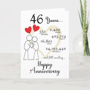 46th Wedding Anniversary Card with heart balloons