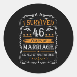 46th Wedding Anniversary Shirt Couples Husband Wif Classic Round Sticker