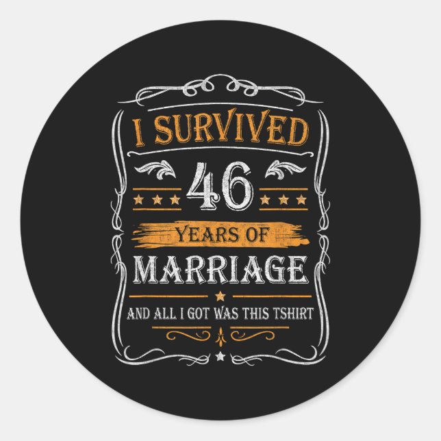 46th Wedding Anniversary Shirt Couples Husband Wif Classic Round Sticker (Front)