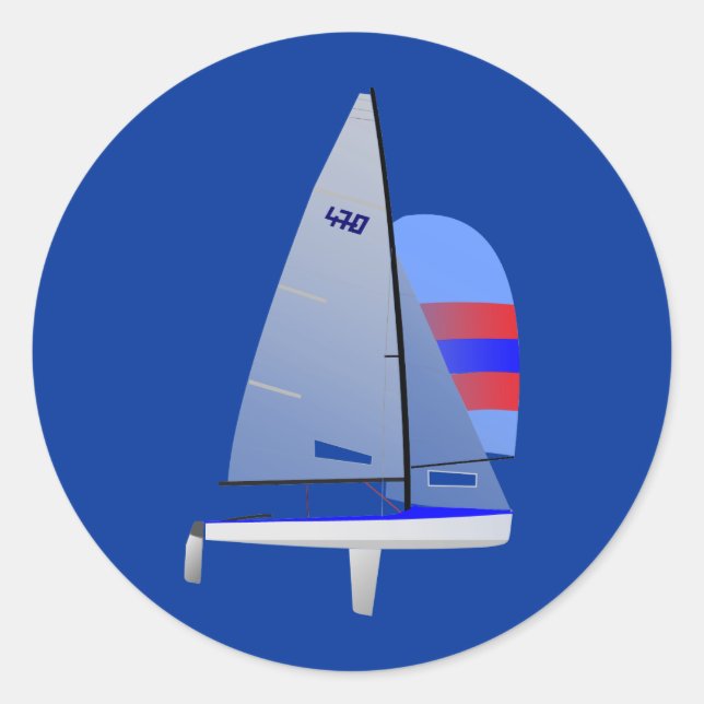 470  Racing Sailboat onedesign Olympic Class Classic Round Sticker (Front)
