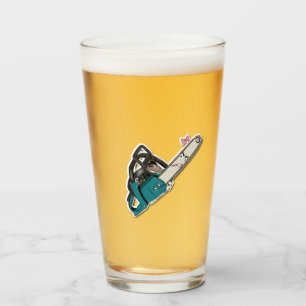 473 ml personalized drinking glass with chainsaw D