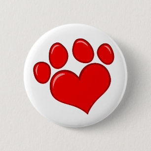 4782 RED HEART PAWS CAUSES ANIMALS LOVE CARING MOT 6 CM ROUND BADGE