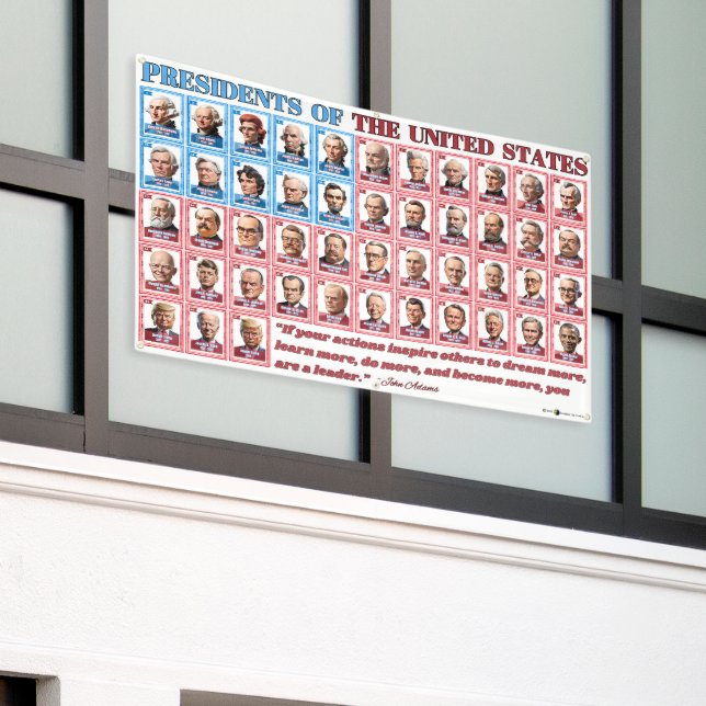 47 Cartoon US Presidents Trump Outdoor Banner  (Outside Building)