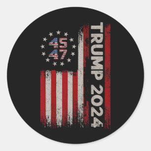 47 Donald Trump 2024 American Flag 2024 Election  Classic Round Sticker