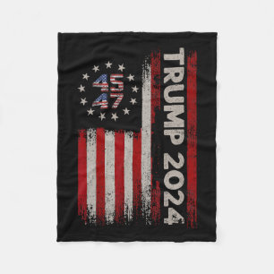 47 Donald Trump 2024 American Flag 2024 Election  Fleece Blanket