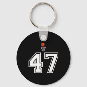 47 Number Basketball Style Vintage White Premium  Key Ring