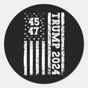 47 Trump 2024 American Flag 2  Classic Round Sticker