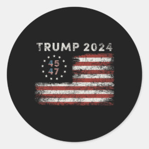 47 Trump 2024 American Flag 3 Classic Round Sticker