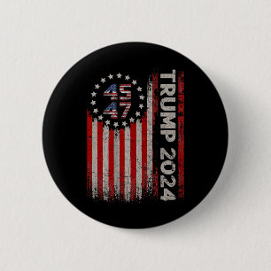 47 Trump 2024 American Flag 6 Cm Round Badge