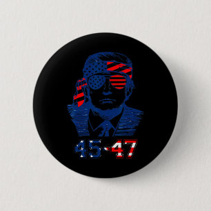 47 Trump 2024 American Flag 6 Cm Round Badge