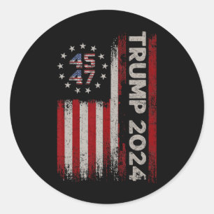 47 Trump 2024 American Flag  Classic Round Sticker