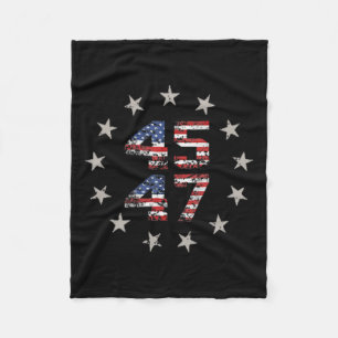 47 Trump 2024 American Flag (on Back) 1  Fleece Blanket