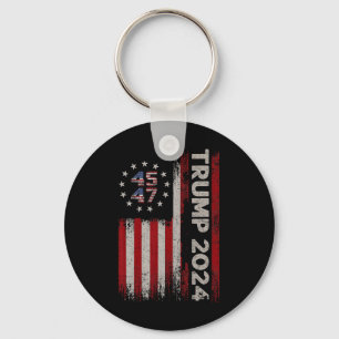 47 Trump 2024 American Flag (on Back) 1 Key Ring