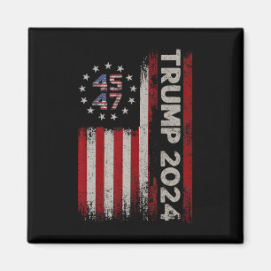 47 Trump 2024 American Flag (on Back) 1 Magnet