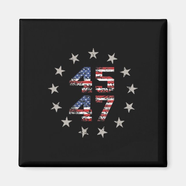 47 Trump 2024 American Flag (on Back) 1  Magnet (Front)