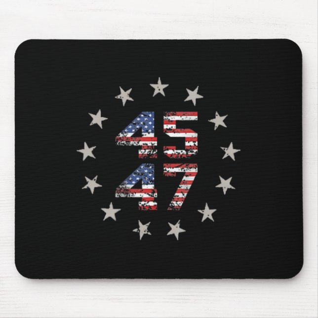 47 Trump 2024 American Flag (on Back) 1  Mouse Mat (Front)