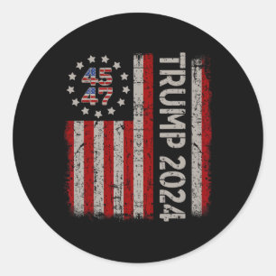 47 Trump 2024 American Flag (on Back)  Classic Round Sticker