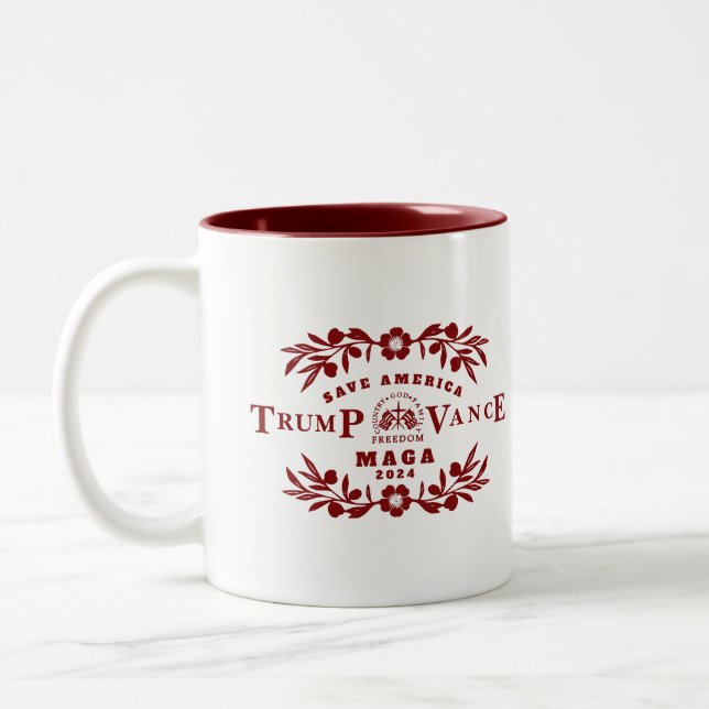 47 Trump J. D. Vance 2024 Two-Tone Coffee Mug (Left)