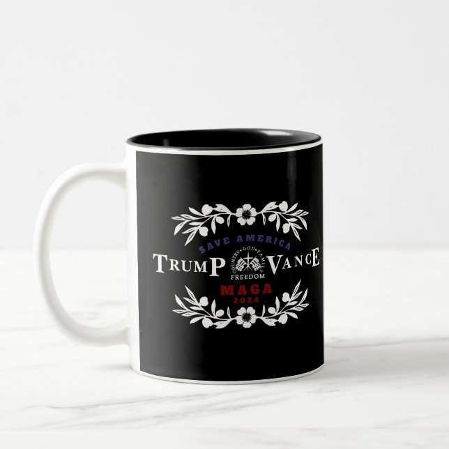 47 Trump J. D. Vance 2024 Two-Tone Coffee Mug (Left)