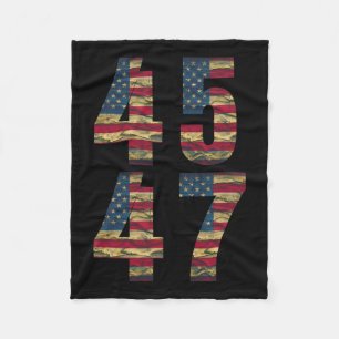 47 Trump Mens Vintage American Flag Trump 2024 Fleece Blanket
