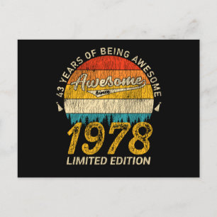 47 Year Old 1978 Retro Awesome 47th Birthday Gift Postcard