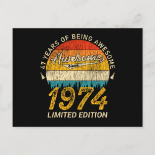 47 Year Old Bday 1974 Awesome Since 47th Birthday Postcard