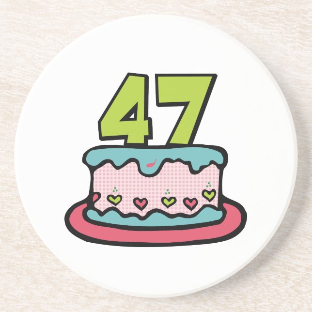 47 Year Old Birthday Cake Coaster (Front)