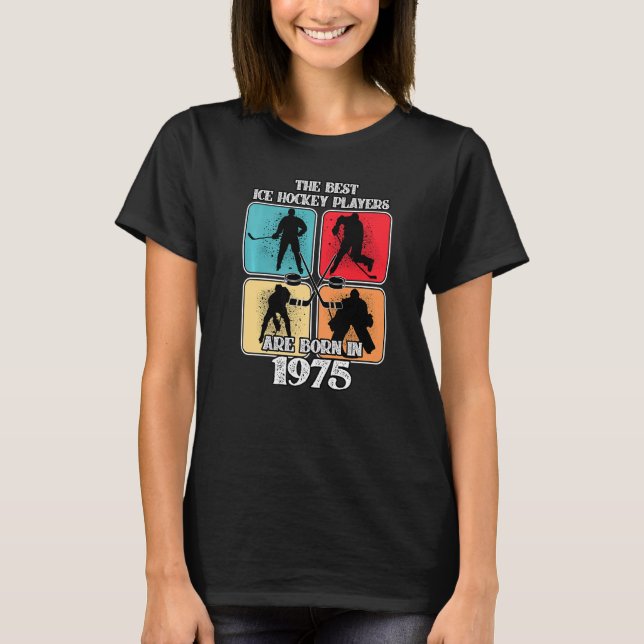 47 Year Old Ice Hockey Player 1975 47th Birthday V T-Shirt (Front)